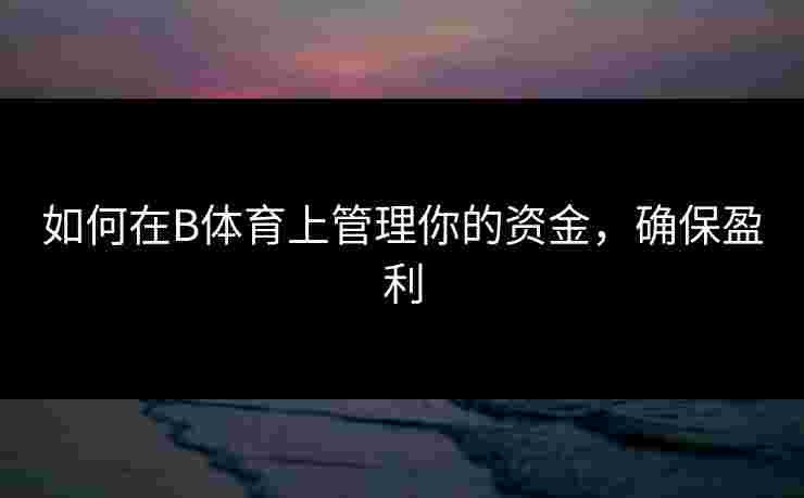 如何在B体育上管理你的资金，确保盈利